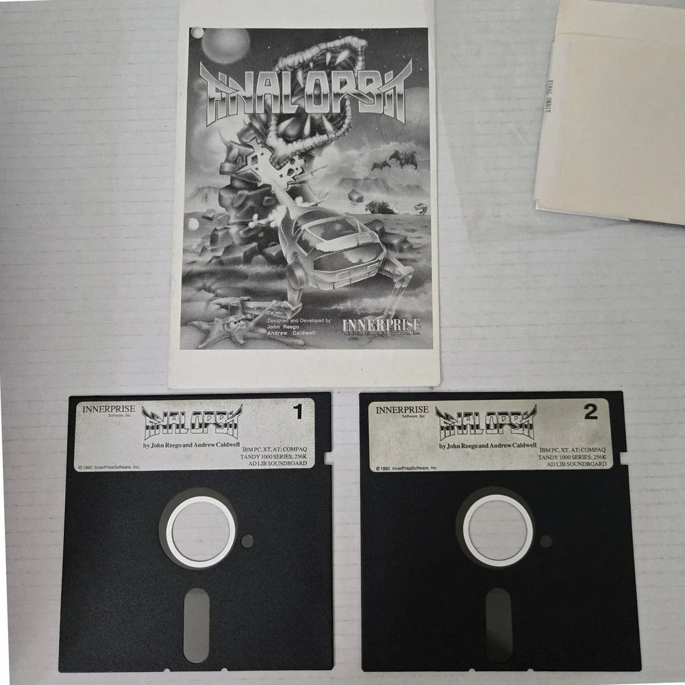 Vintage 1990 Final Orbit PC DOS Tandy 1000 5.25 Disks Manual Innerprise Rare